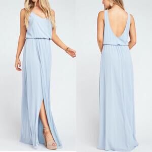 Show Me Your Mumu Kendal Steel Blue Chiffon Maxi Dress